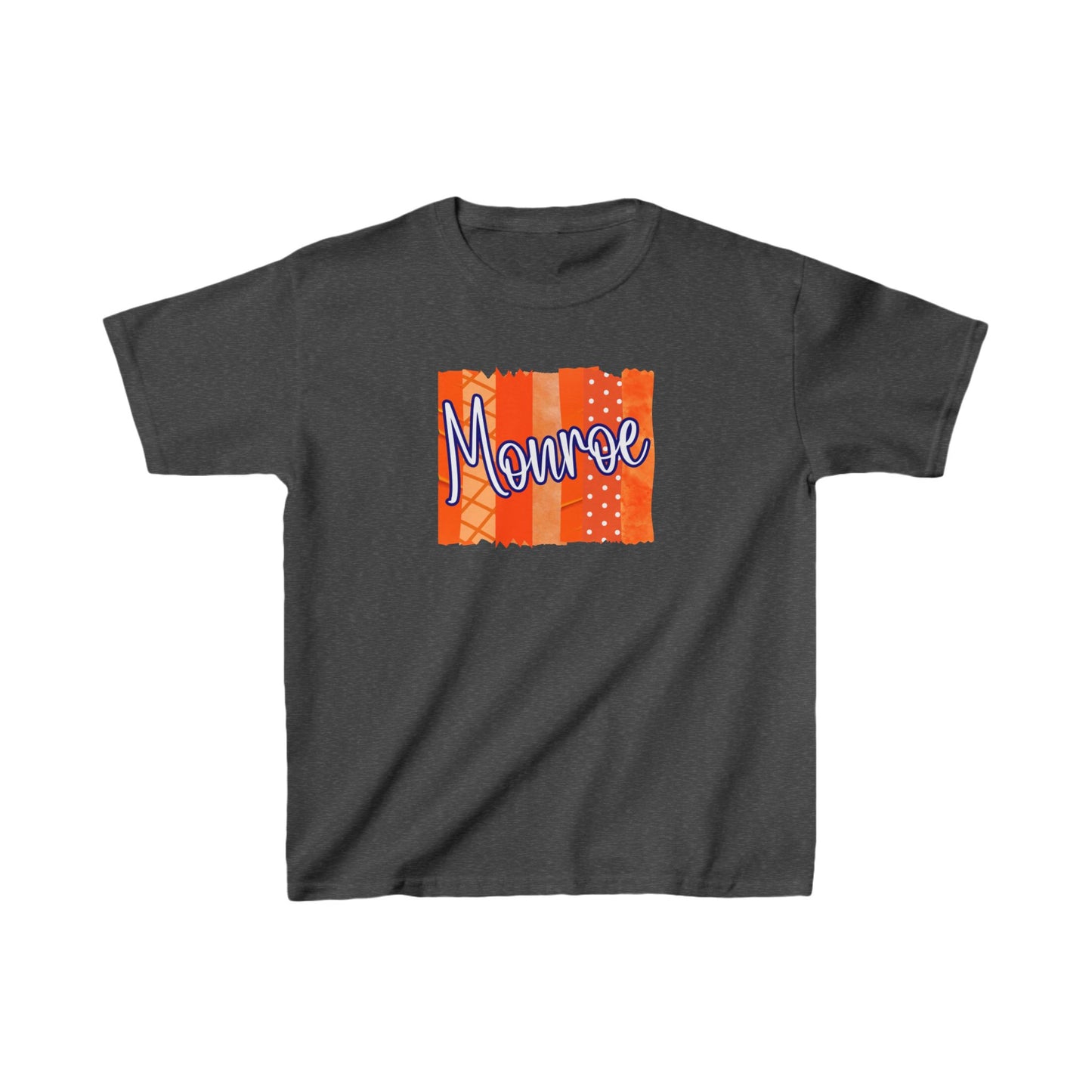 Kids Monroe Orange PatcHeavy Cotton™ Tee - Fun Orange Design for Birthday or Everyday Wear