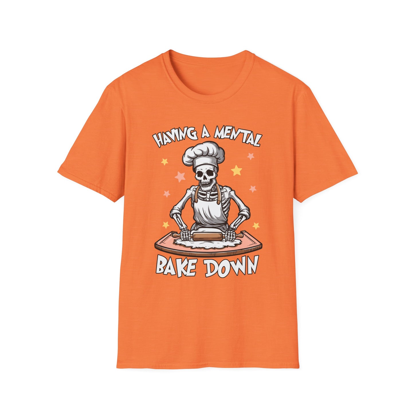 Funny Skeleton Chef T-Shirt - "Having a Mental Bake Down" - Halloween & Baking Lovers
