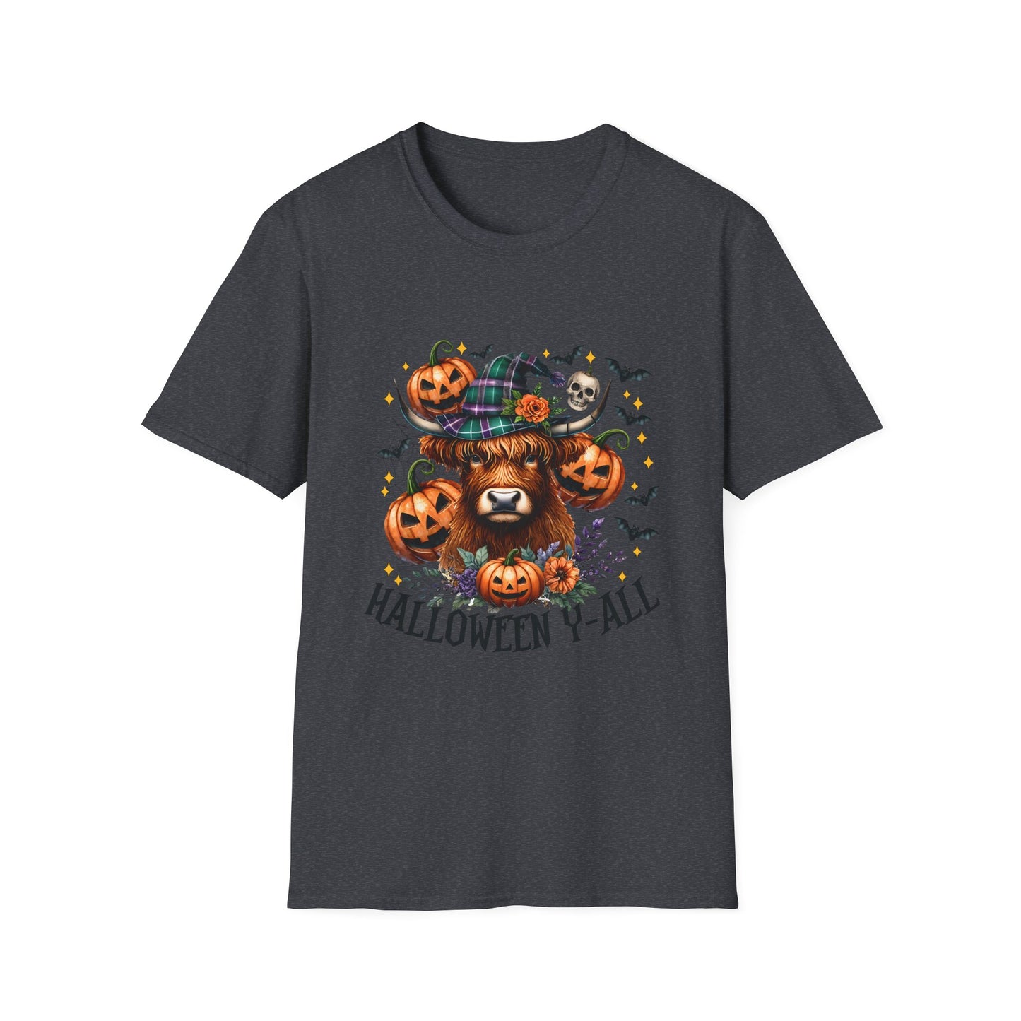 Halloween Cow Halloween Y'all Unisex Softstyle T-Shirt - Cute & Cozy for Fall Celebrations