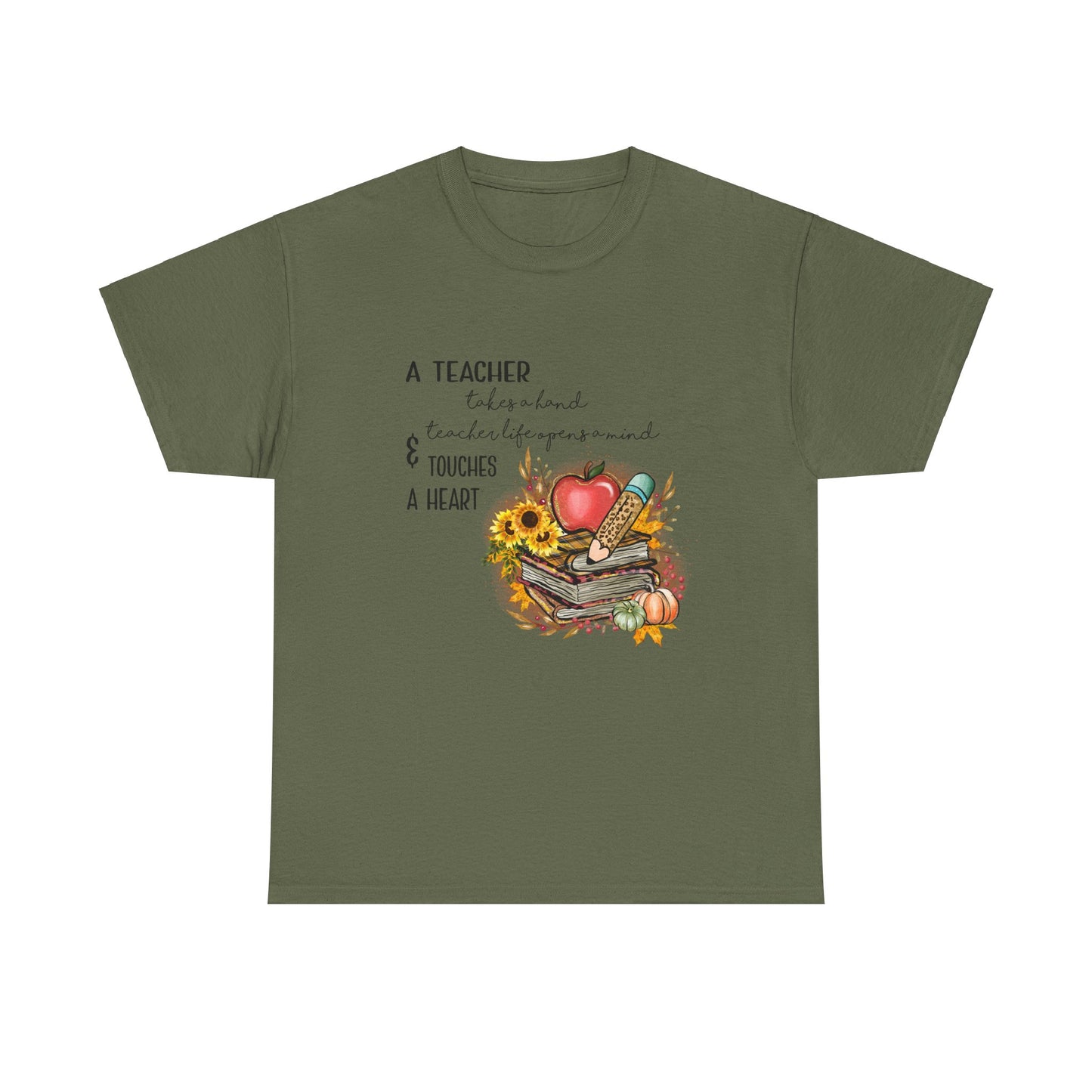 A Teacher Touches a Heart Fall Unisex Heavy Cotton Tee
