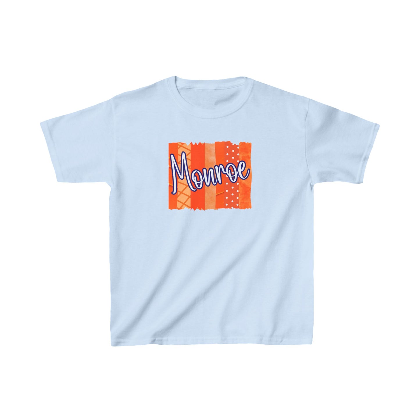 Kids Monroe Orange PatcHeavy Cotton™ Tee - Fun Orange Design for Birthday or Everyday Wear