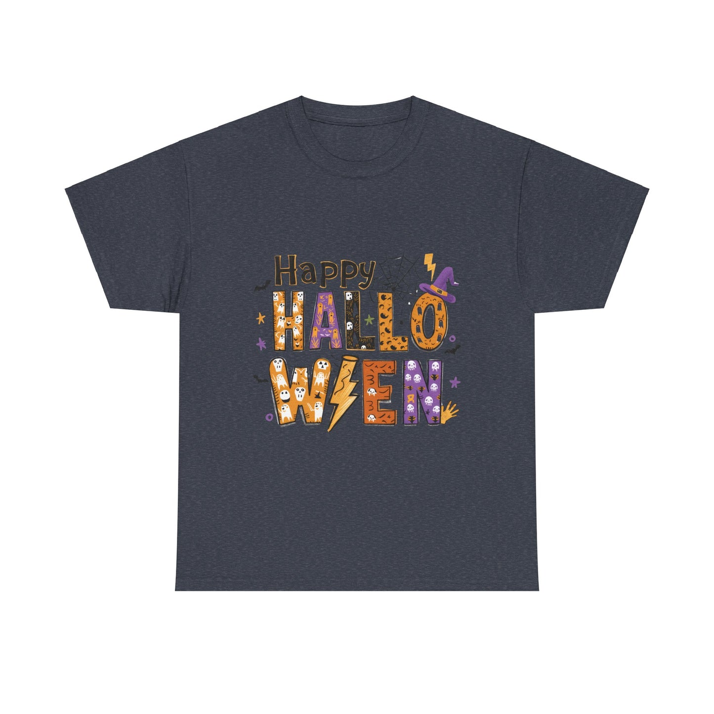 Happy Halloween Unisex Heavy Cotton Tee - Fun Festive Halloween School Teacher T-Shirt for Fall Celebrations