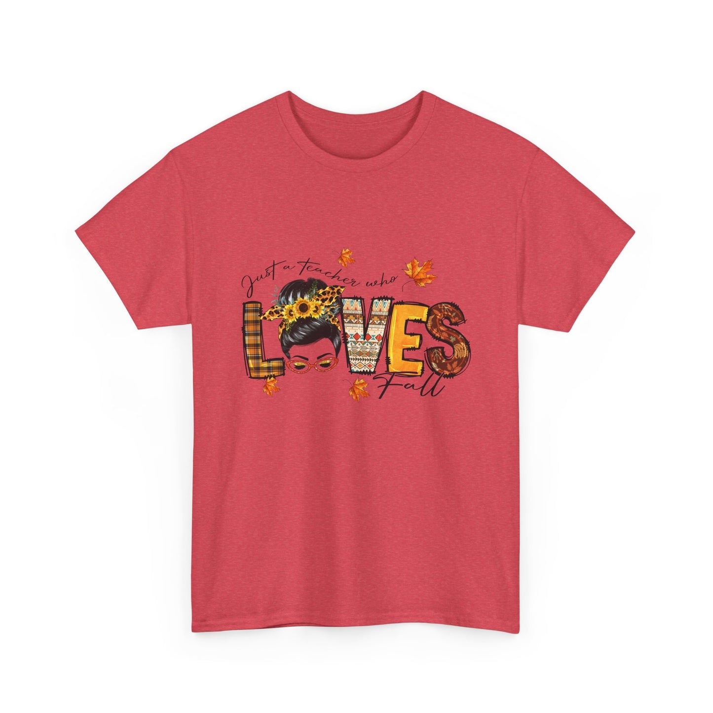 Fall Vibes Unisex Heavy Cotton Tee - 'Loves Fall' Floral Design