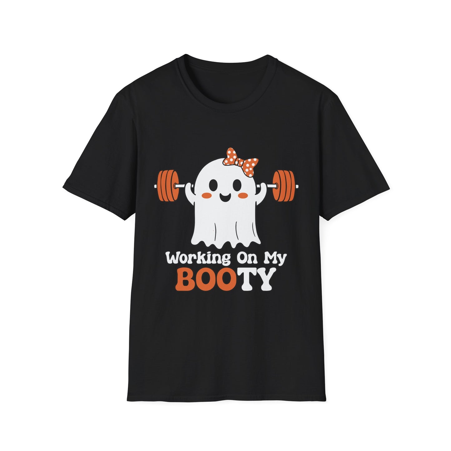 Funny Ghost Workout T-Shirt - "Working On My BOOTY" Halloween Tee