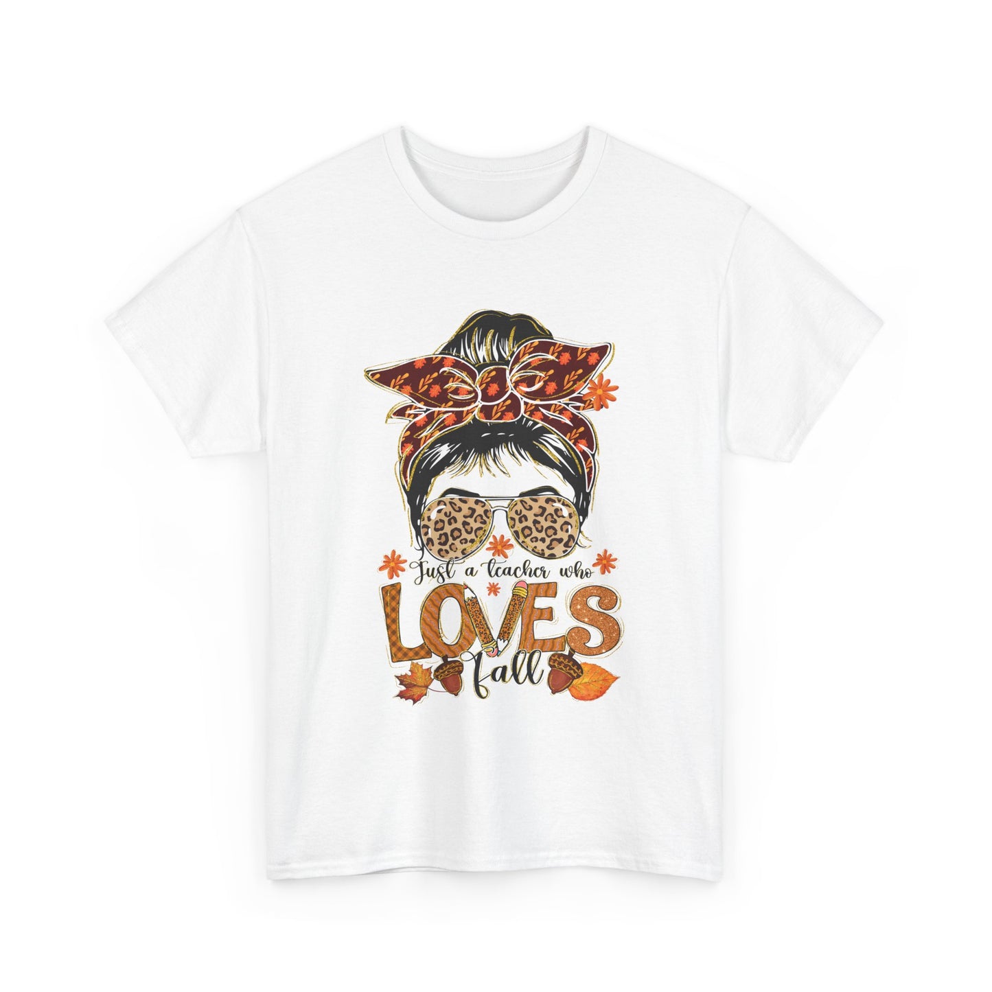 Fall Vibes Teacher Unisex Heavy Cotton Tee - "She Loves Fall" Design