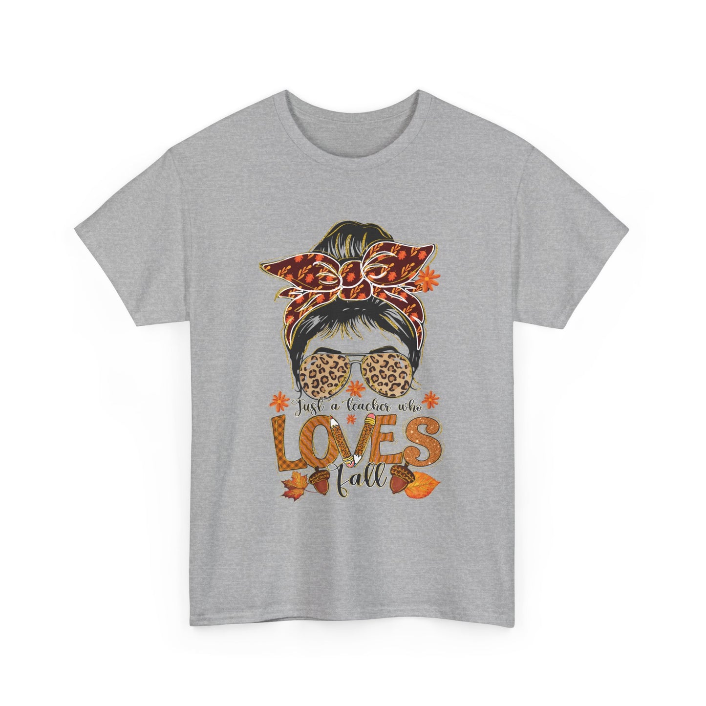 Fall Vibes Teacher Unisex Heavy Cotton Tee - "She Loves Fall" Design