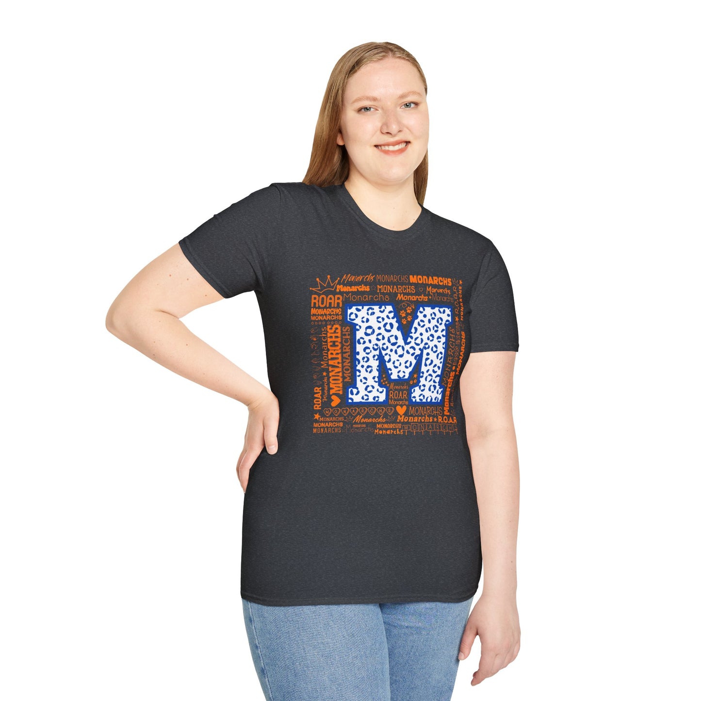 Blue Leopard M Monarchs Roar Unisex Softstyle T-Shirt - Fun Leopard Print Design