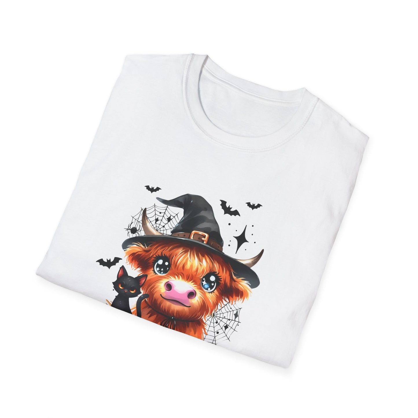 Halloween Cow Graphic T-Shirt - "We're Out at Midnight" - Unisex Softstyle Tee