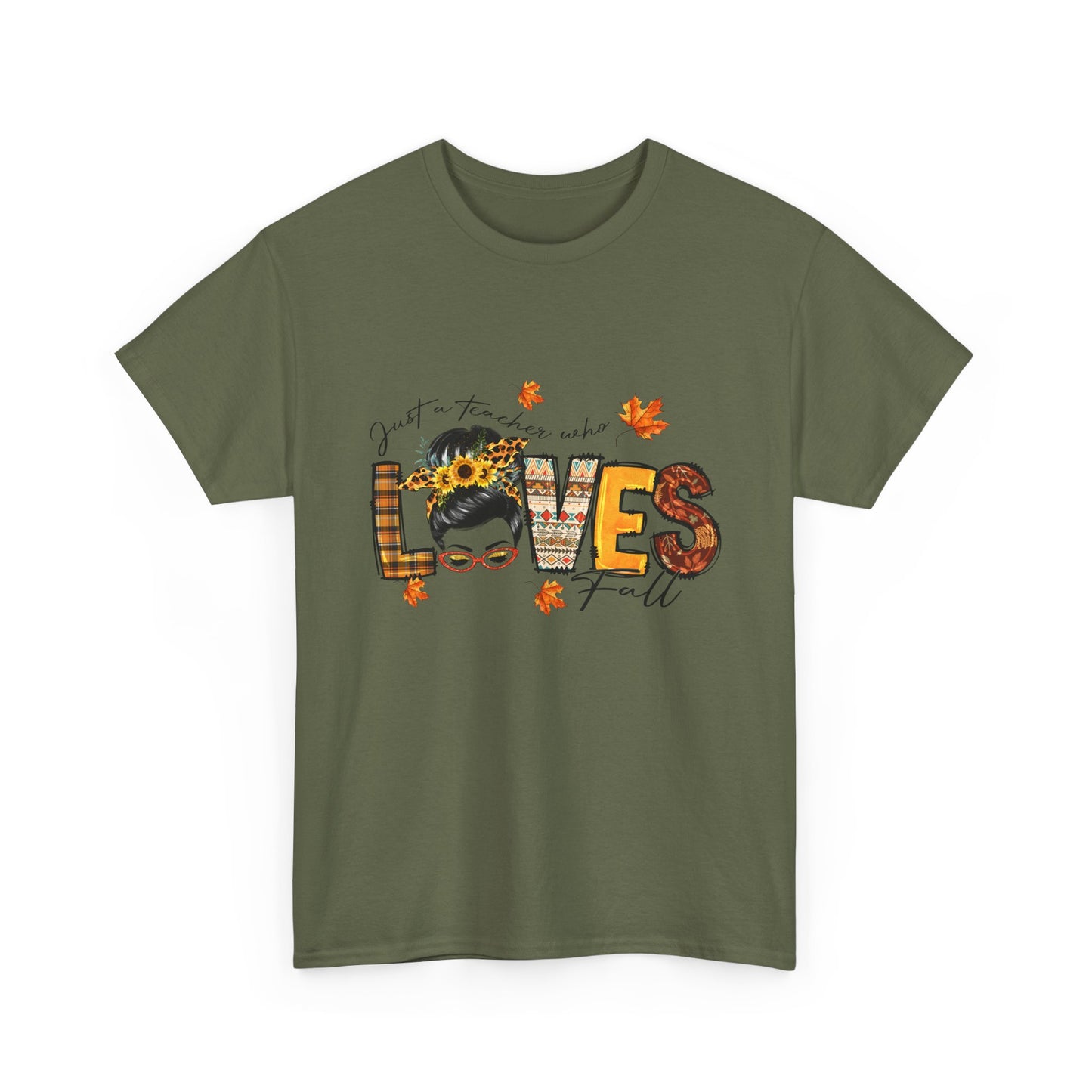 Fall Vibes Unisex Heavy Cotton Tee - 'Loves Fall' Floral Design
