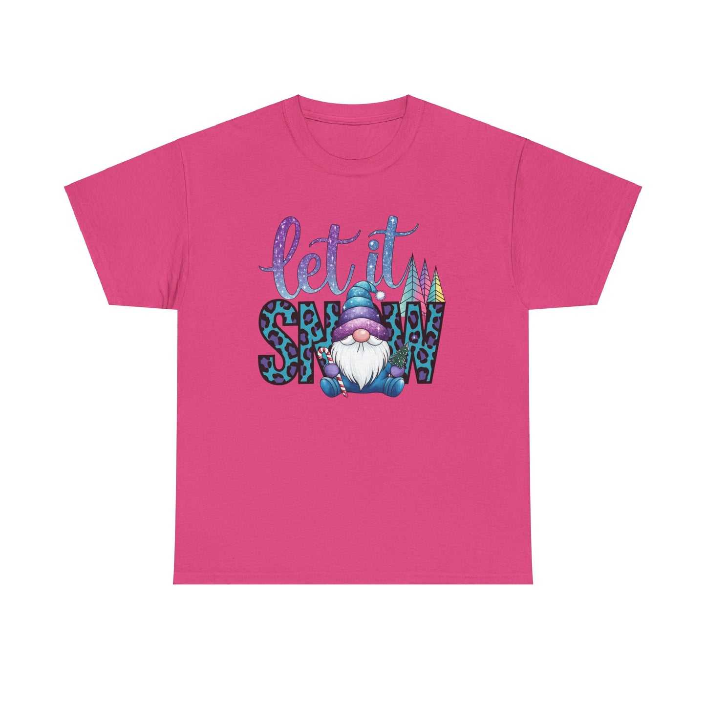 Let It Snow Unisex Heavy Cotton Tee - Fun Winter Holiday Gnome Design