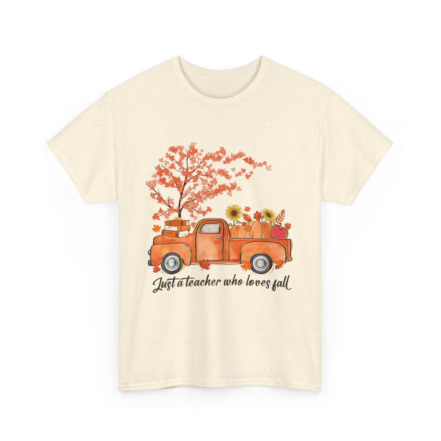 "Just a Teacher Who Loves Fall" Fall Teacher Unisex Heavy Cotton Tee - Perfect for Autumn Celebrations
