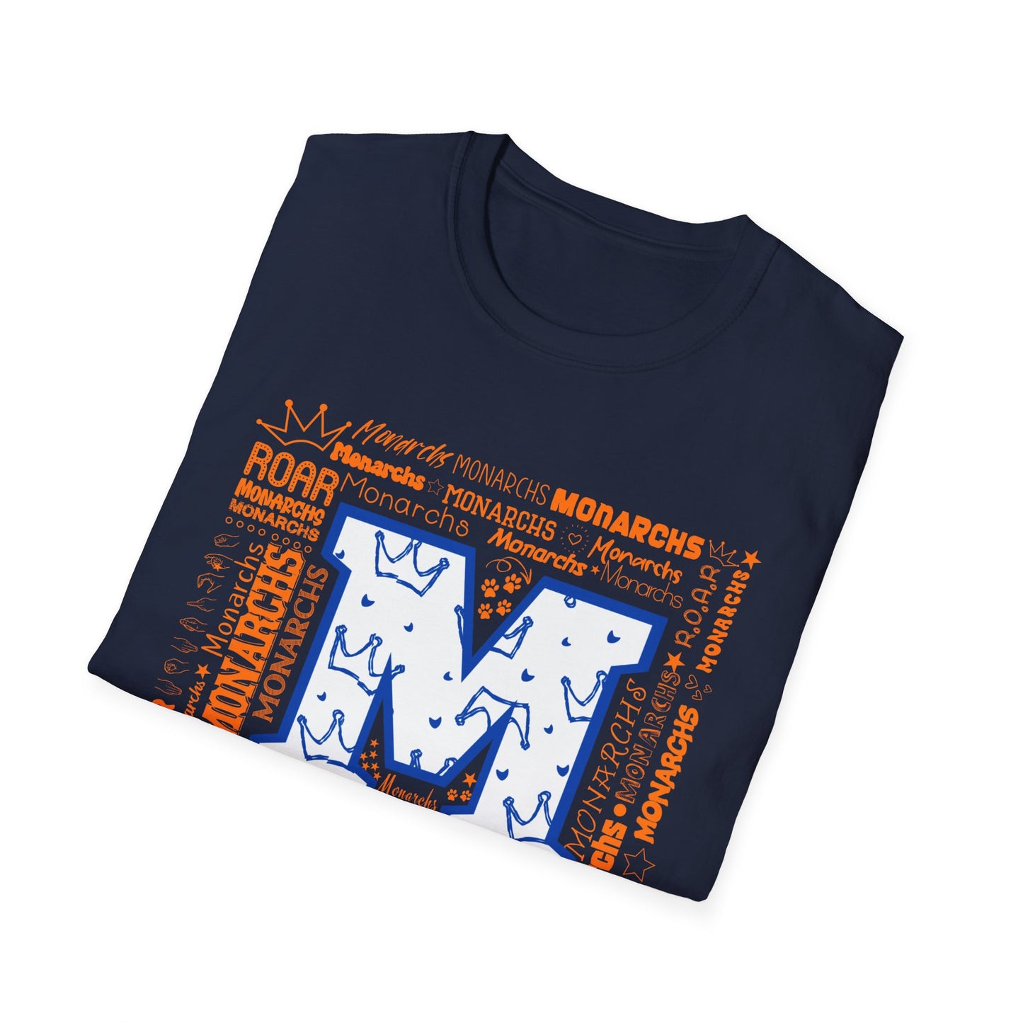 Blue M Crown Monarchs ROAR Unisex Softstyle T-Shirt - School Spirit Tee