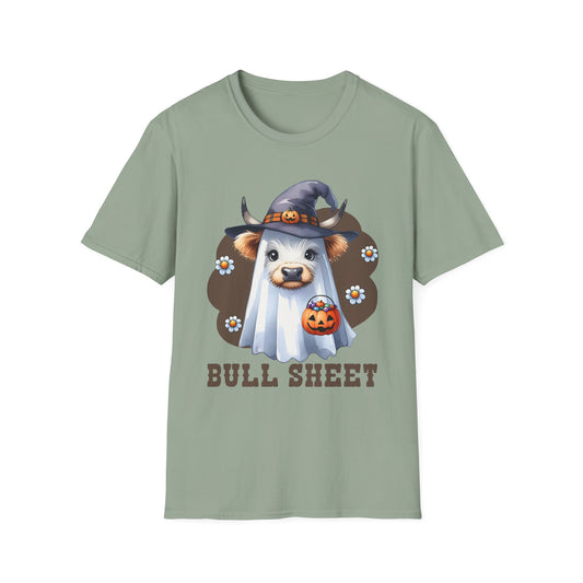 Funny Cow Halloween T-Shirt - "Bull Sheet" Unisex Softstyle Tee