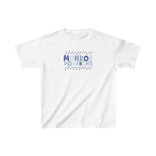 Kids Monroe Monarchs Blue Patterns Double Paw Prints Heavy Cotton™ Tee - Fun & Vibrant Green Tee for Little Champions