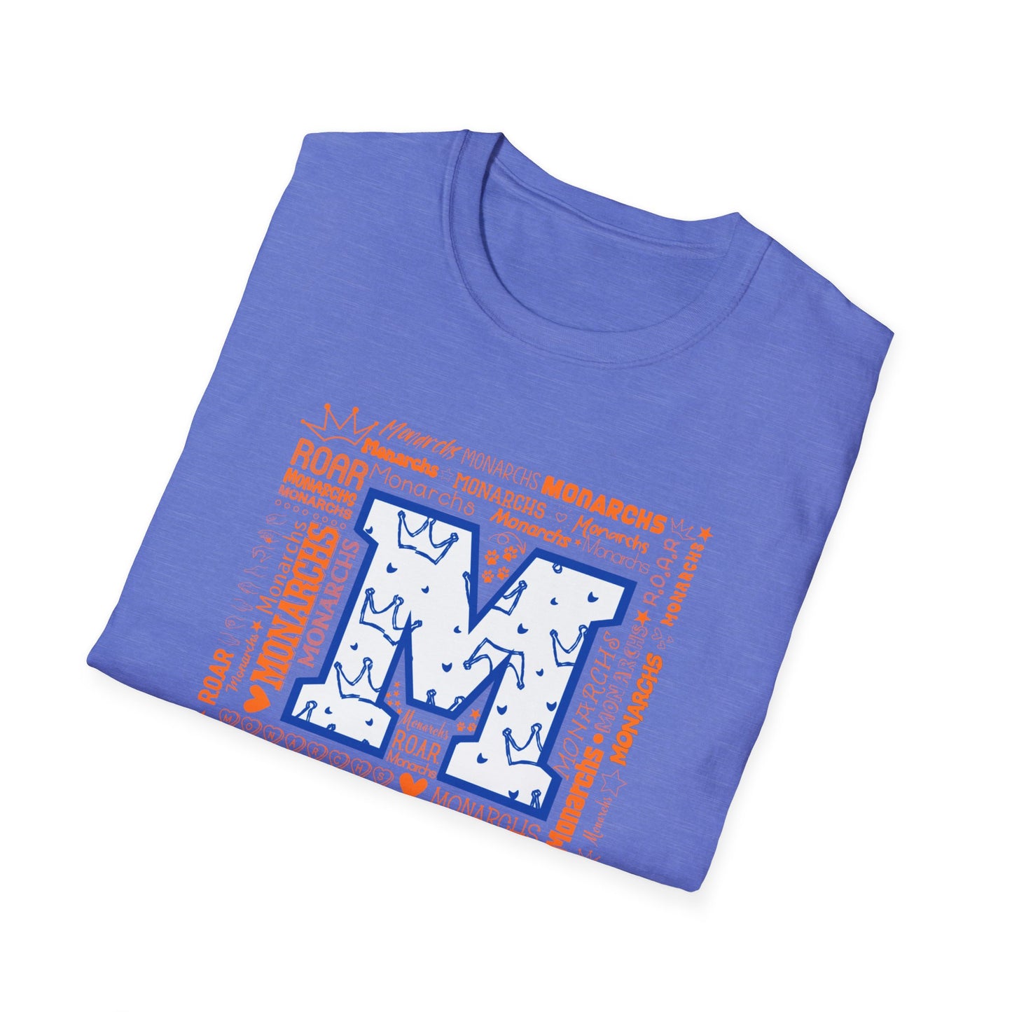 Blue M Crown Monarchs ROAR Unisex Softstyle T-Shirt - School Spirit Tee