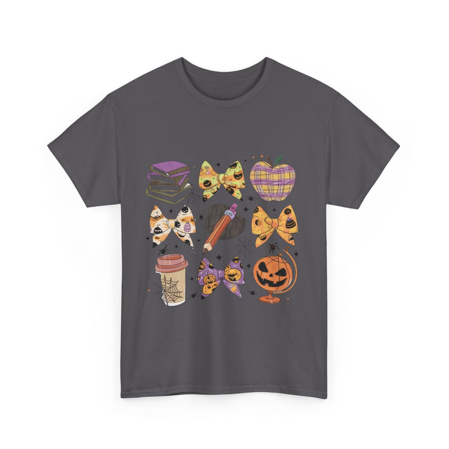 Cute Cat & Pumpkin Halloween School Teacher Unisex Heavy Cotton Tee