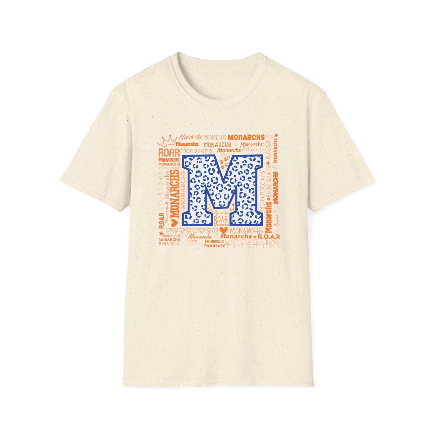 Blue Leopard M Monarchs Roar Unisex Softstyle T-Shirt - Fun Leopard Print Design