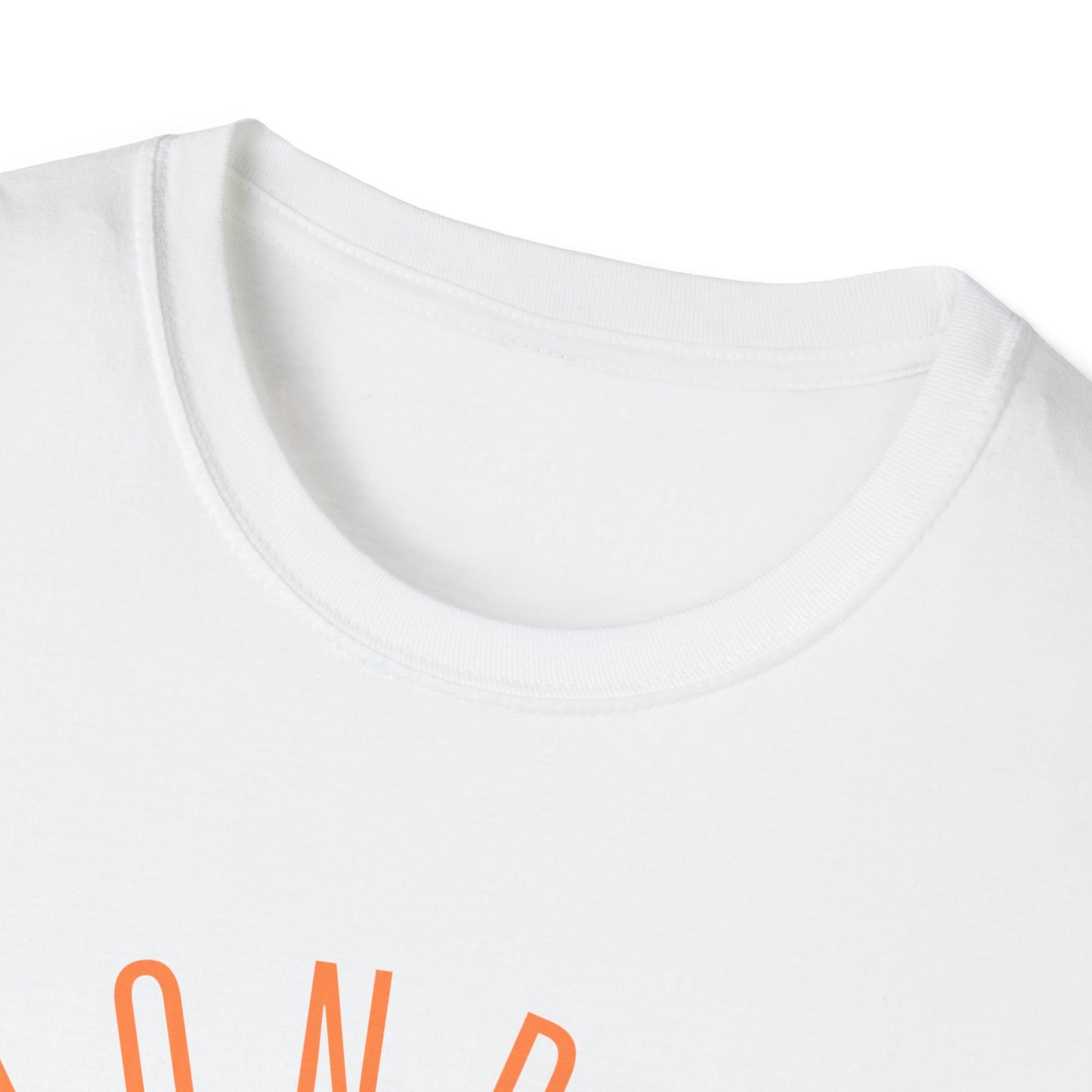 Monroe Monarchs (Orange Lettering) with Cute Grinning Lion Adult Unisex Softstyle T-Shirt