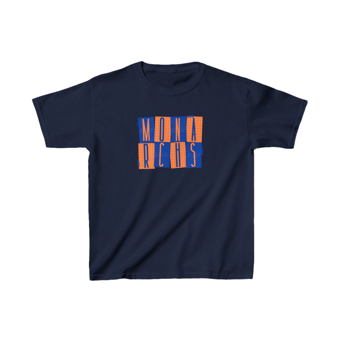 Kids Monarchs Squares Heavy Cotton Tee - Fun & Vibrant Youth Shirt
