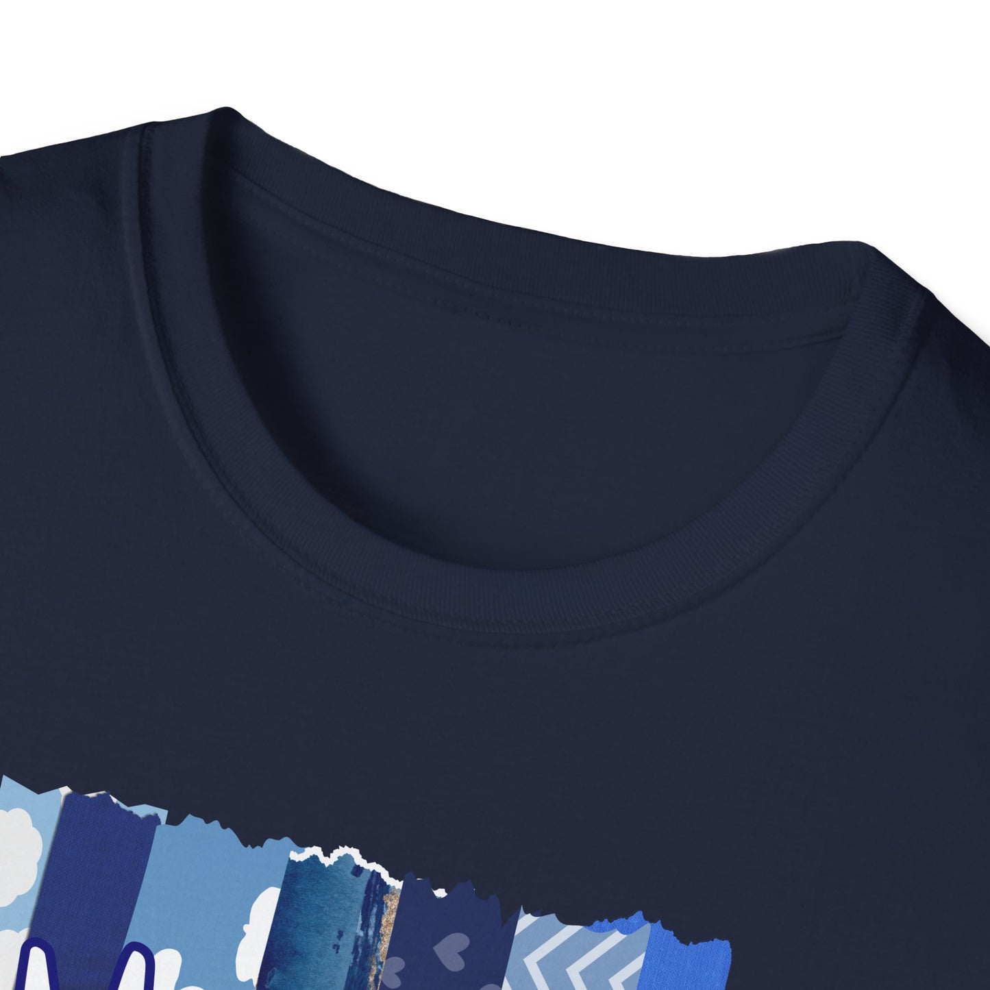 Monroe Blue Patchwork Unisex Softstyle T-Shirt - Perfect for Casual Wear & Gift Giving