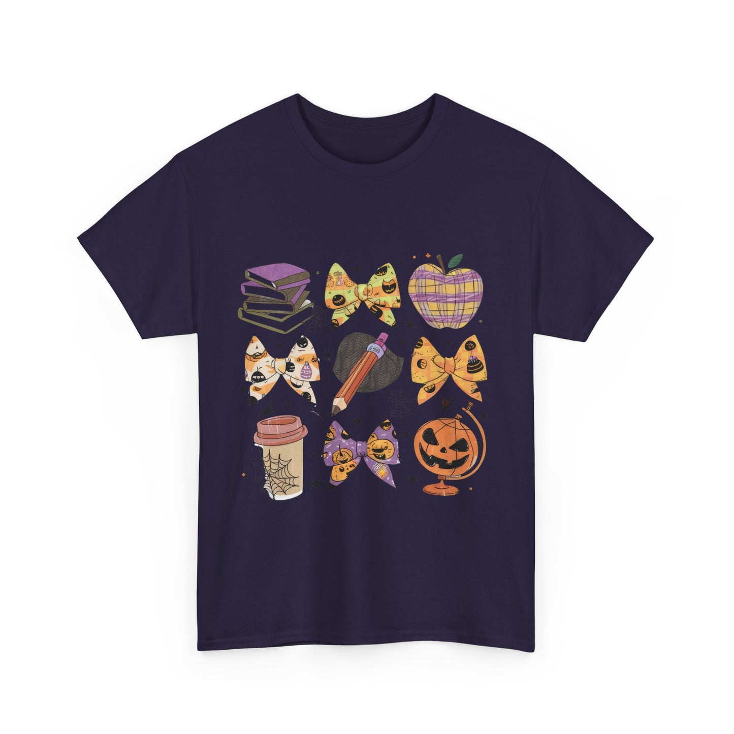 Cute Cat & Pumpkin Halloween School Teacher Unisex Heavy Cotton Tee