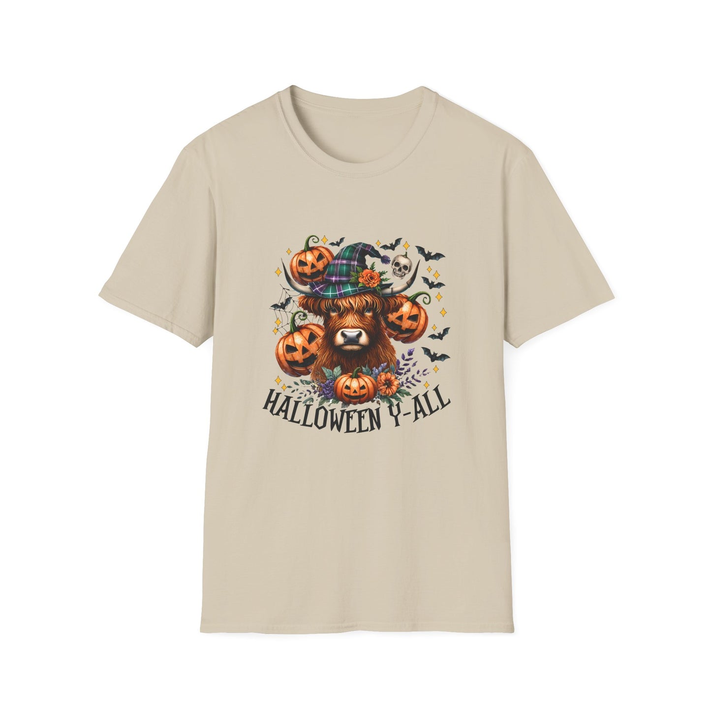 Halloween Cow Halloween Y'all Unisex Softstyle T-Shirt - Cute & Cozy for Fall Celebrations