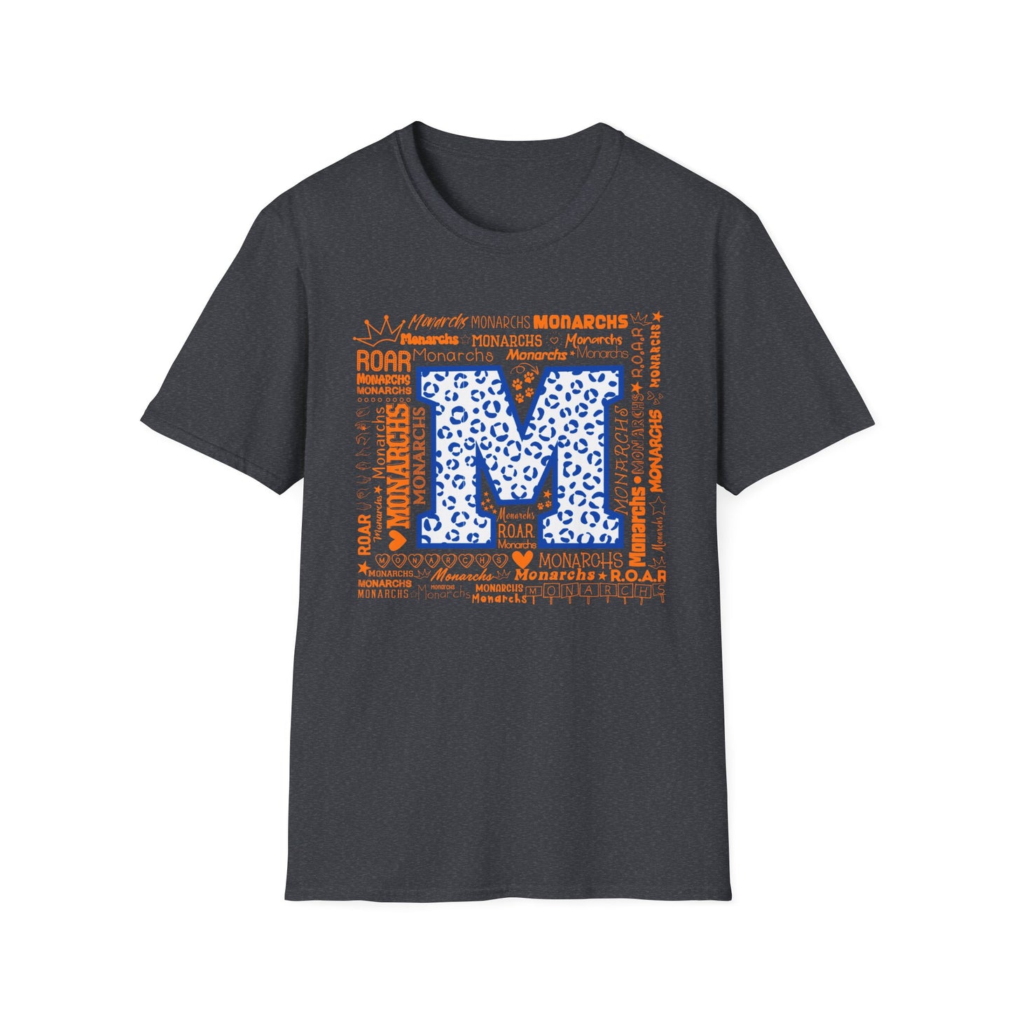 Blue Leopard M Monarchs Roar Unisex Softstyle T-Shirt - Fun Leopard Print Design