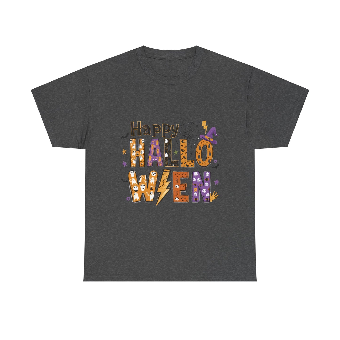 Happy Halloween Unisex Heavy Cotton Tee - Fun Festive Halloween School Teacher T-Shirt for Fall Celebrations