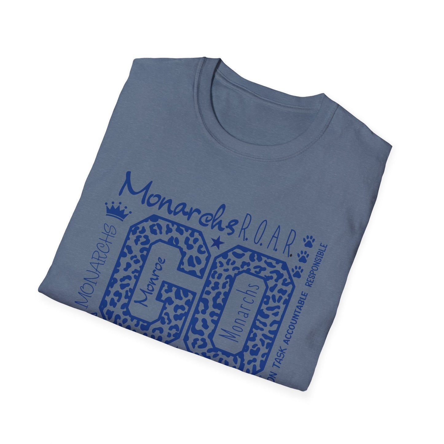 GO Monarchs Blue Leopard Print Unisex T-Shirt - School Spirit & Team Pride
