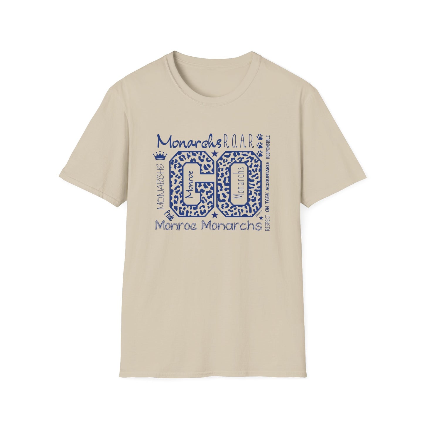 GO Monarchs Blue Leopard Print Unisex T-Shirt - School Spirit & Team Pride