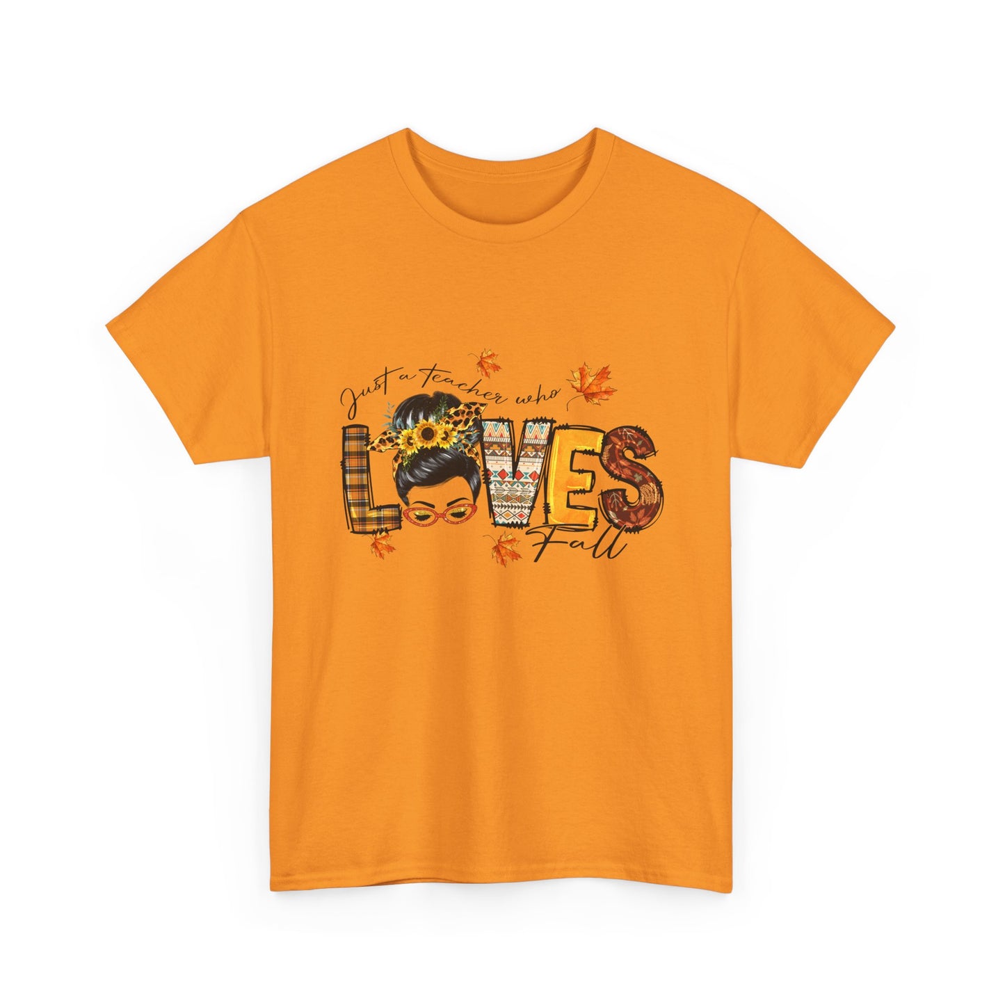 Fall Vibes Unisex Heavy Cotton Tee - 'Loves Fall' Floral Design