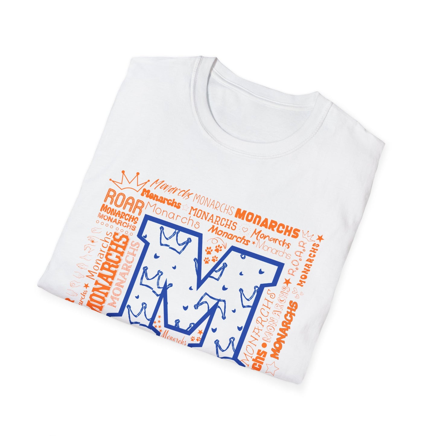 Blue M Crown Monarchs ROAR Unisex Softstyle T-Shirt - School Spirit Tee