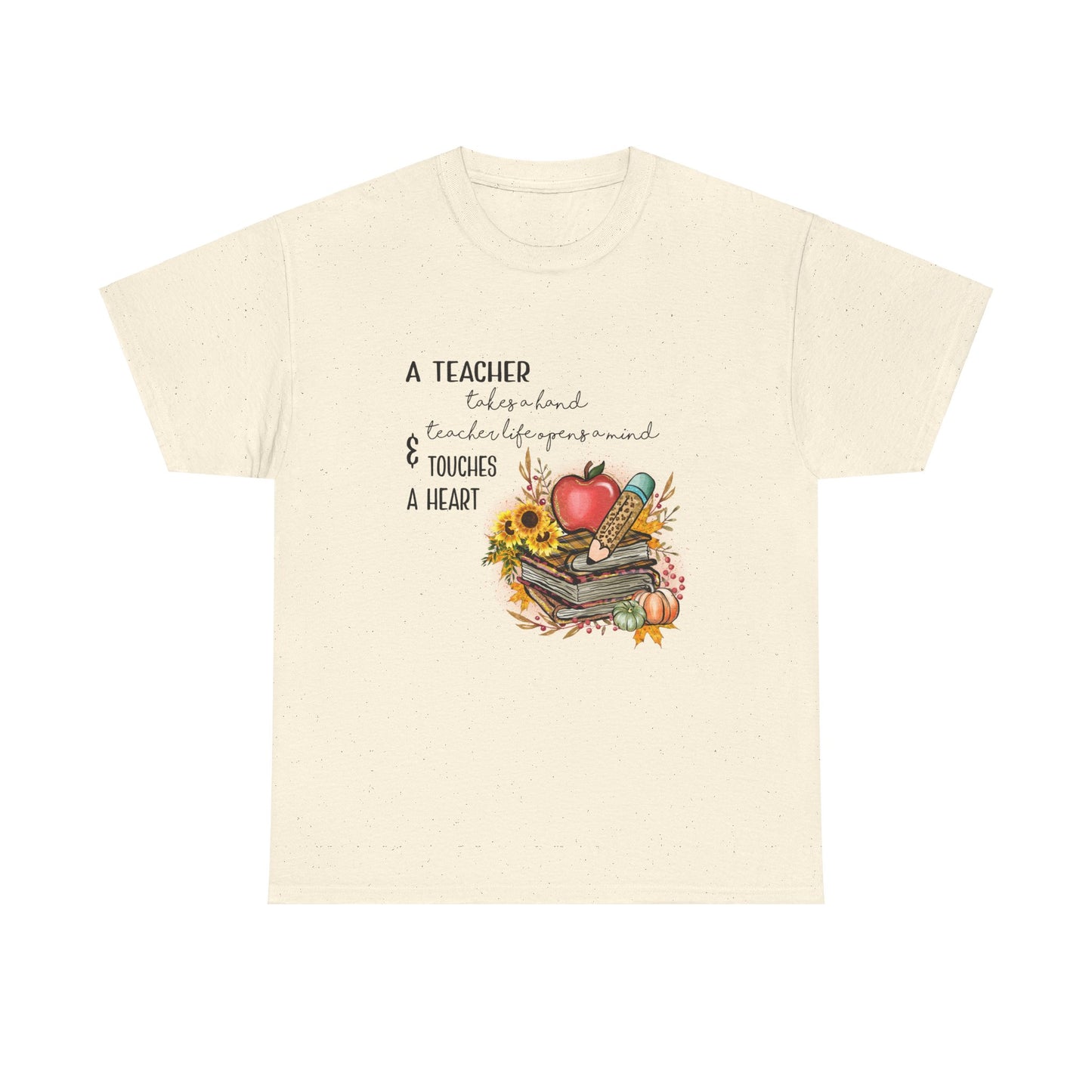 A Teacher Touches a Heart Fall Unisex Heavy Cotton Tee