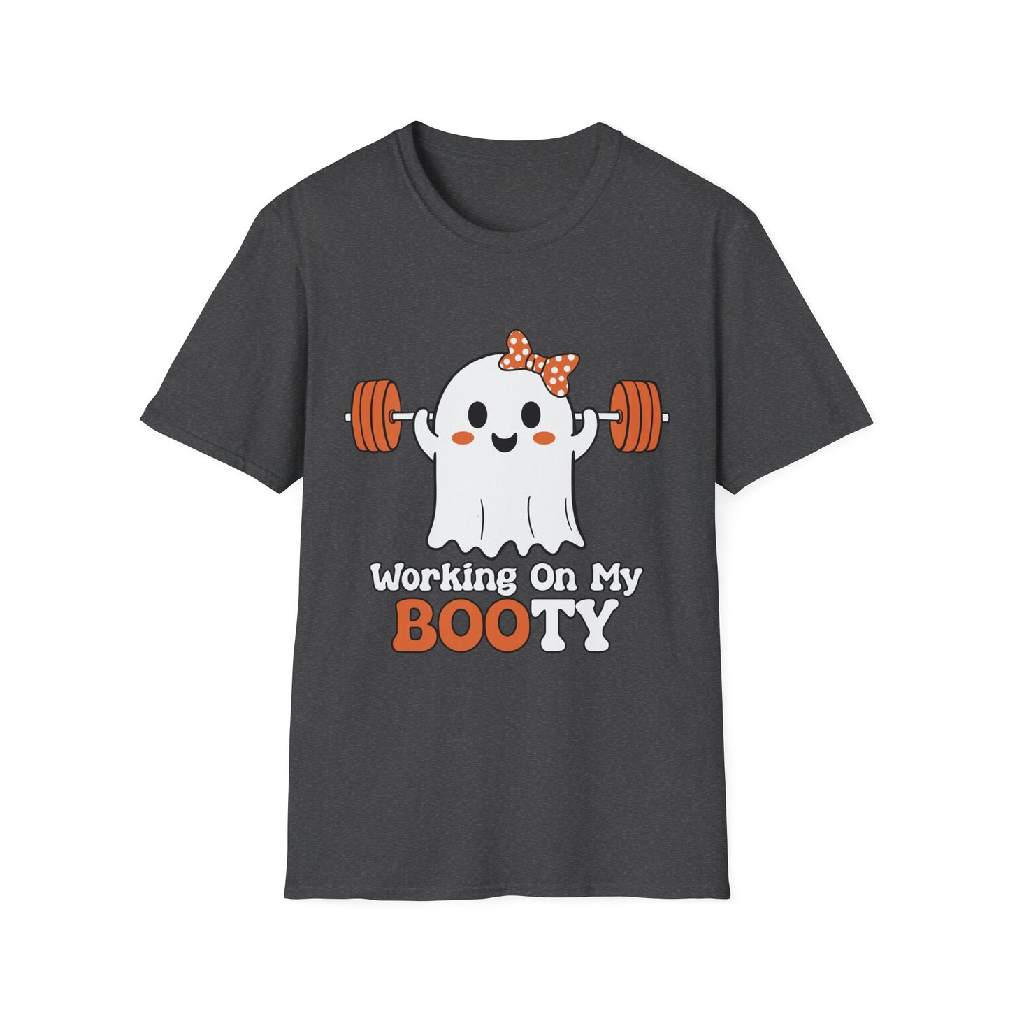 Funny Ghost Workout T-Shirt - "Working On My BOOTY" Halloween Tee