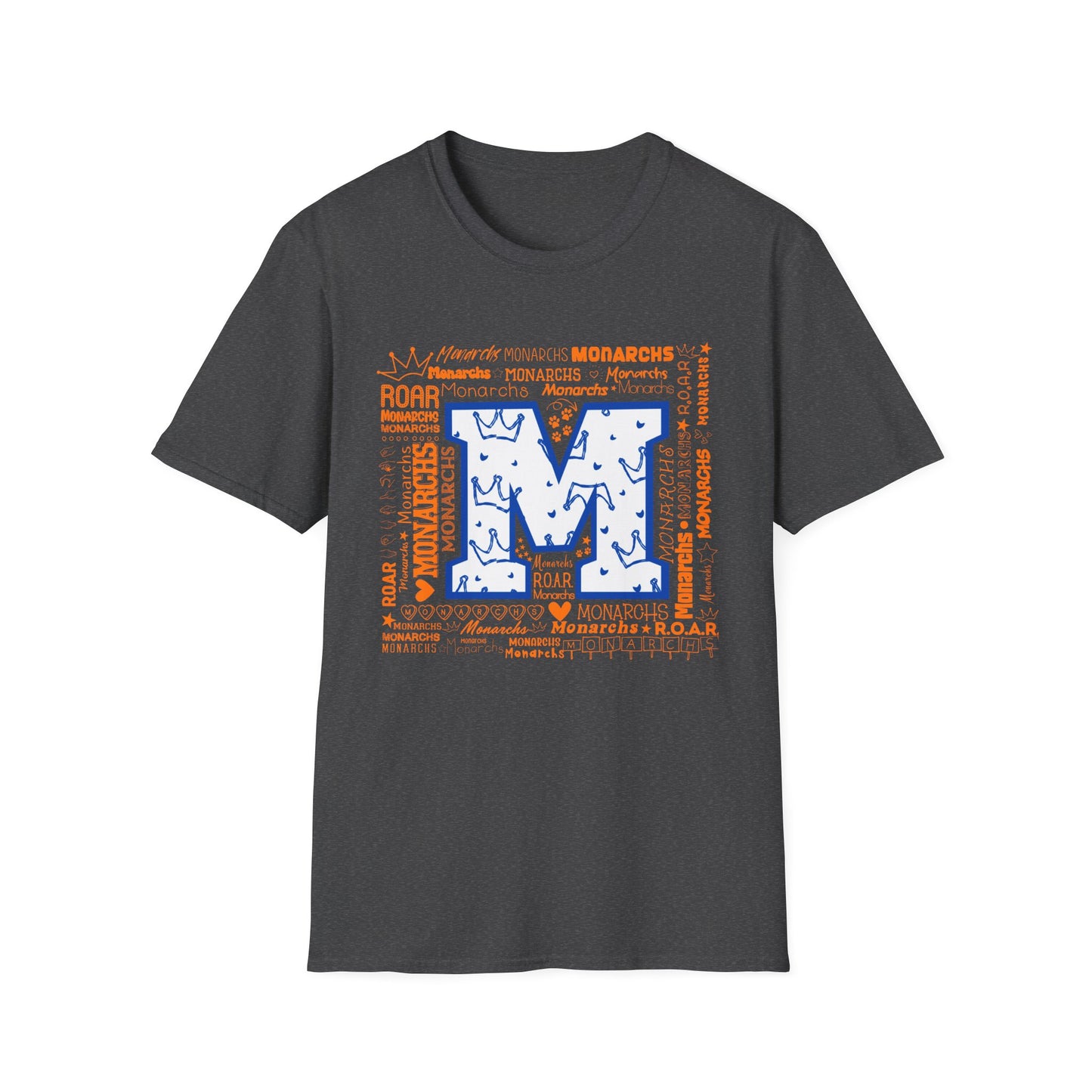 Blue M Crown Monarchs ROAR Unisex Softstyle T-Shirt - School Spirit Tee