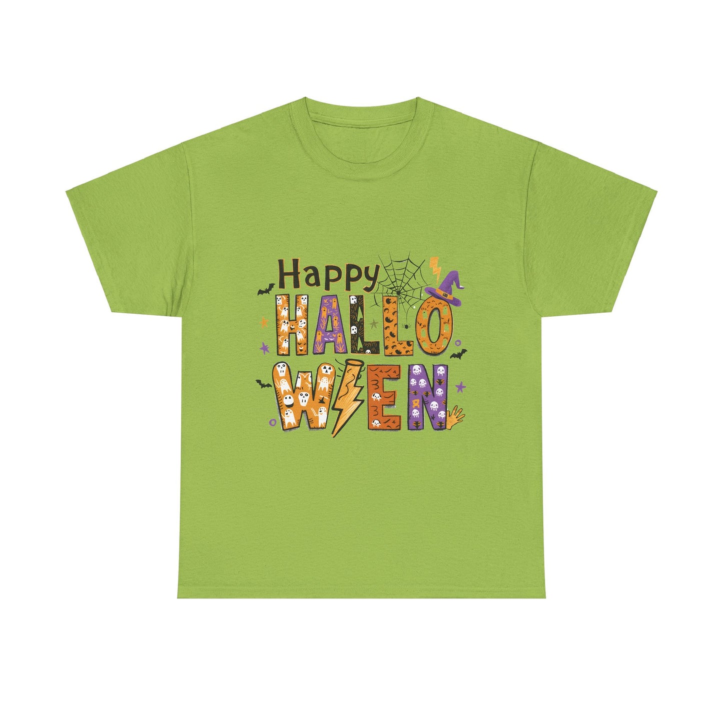 Happy Halloween Unisex Heavy Cotton Tee - Fun Festive Halloween School Teacher T-Shirt for Fall Celebrations