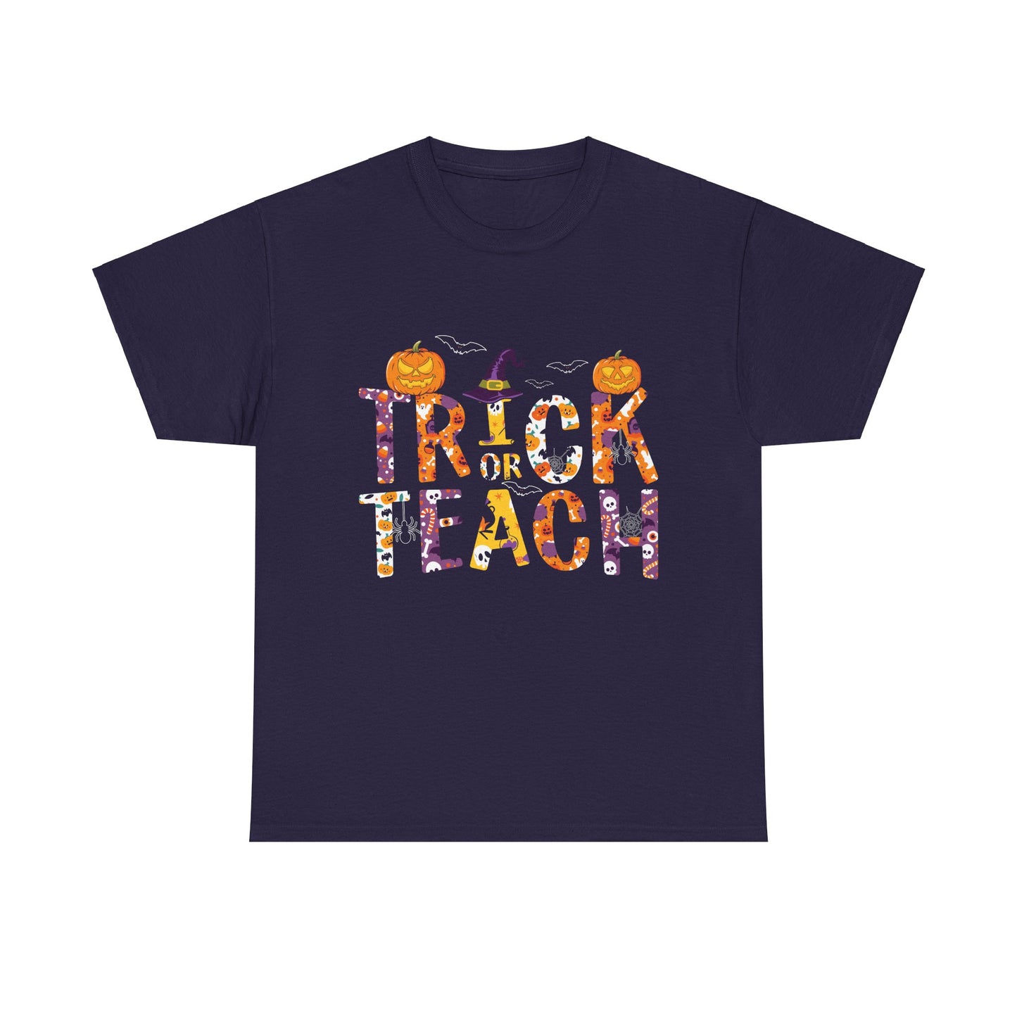Trick or Teach Halloween School Teacher Unisex Heavy Cotton Tee