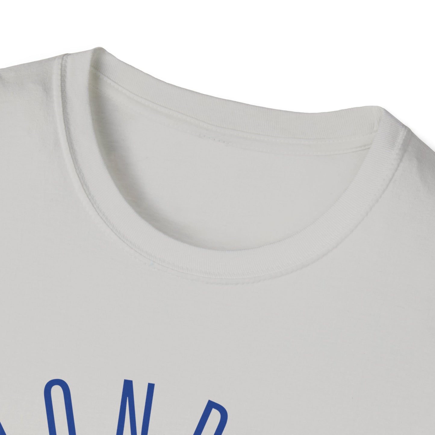 Monroe Monarchs in Blue Lettering with Cute Grinning Lion Adult T-Shirt - Fun & Stylish School Spirit Wear