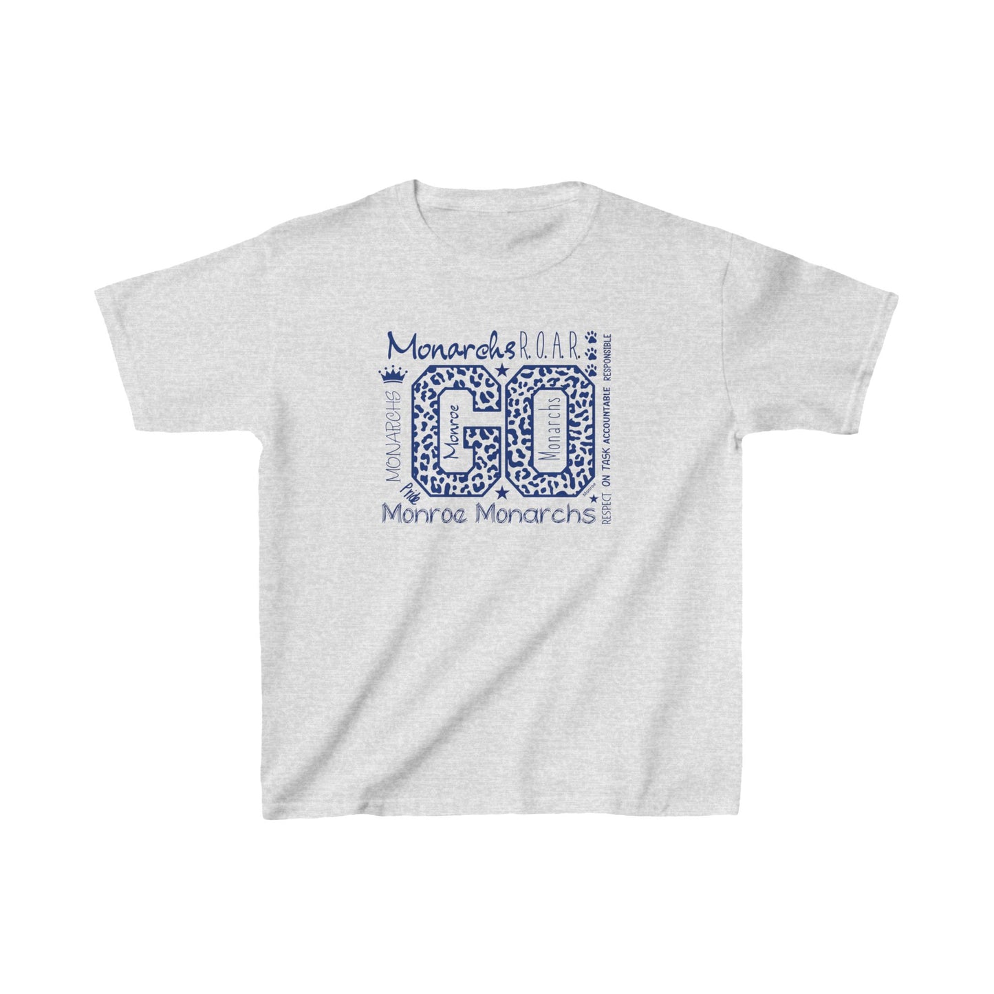 Kids GO Monarchs Blue Leopard Print Heavy Cotton Tee - Perfect for School Events and Spirit Days