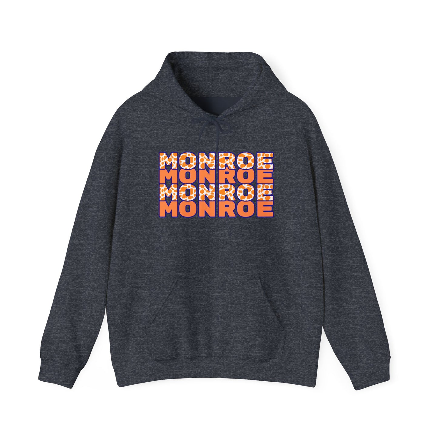 Monroe Spirit 2 dided Cow Print Unisex Heavy Blend™ Hooded Sweatshirt - Cozy and Stylish for Game Days