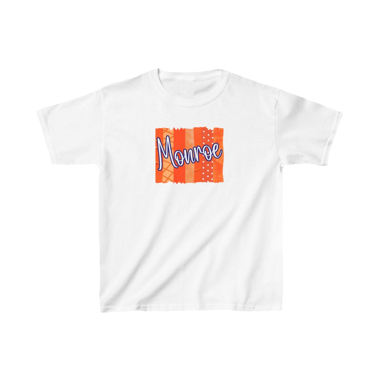 Kids Monroe Orange PatcHeavy Cotton™ Tee - Fun Orange Design for Birthday or Everyday Wear