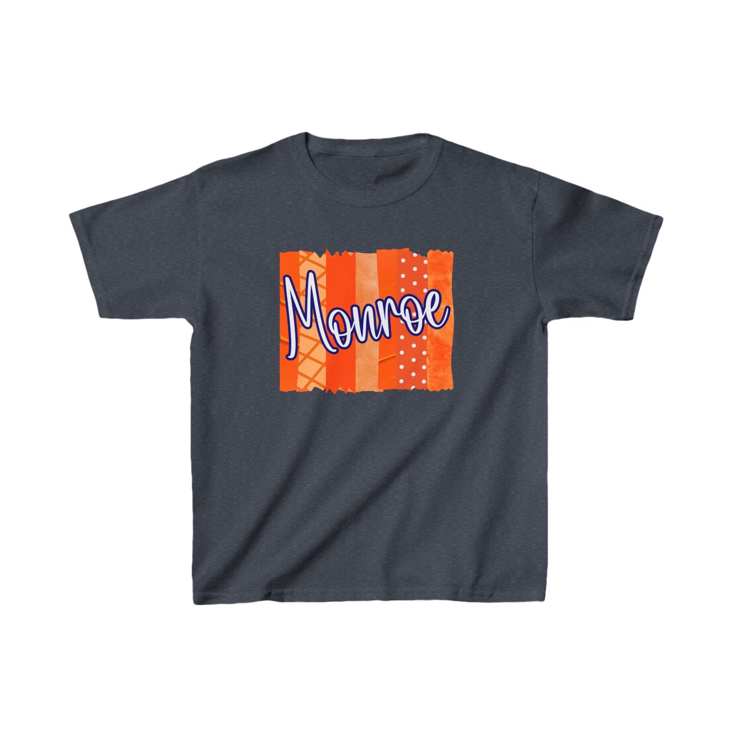 Kids Monroe Orange PatcHeavy Cotton™ Tee - Fun Orange Design for Birthday or Everyday Wear