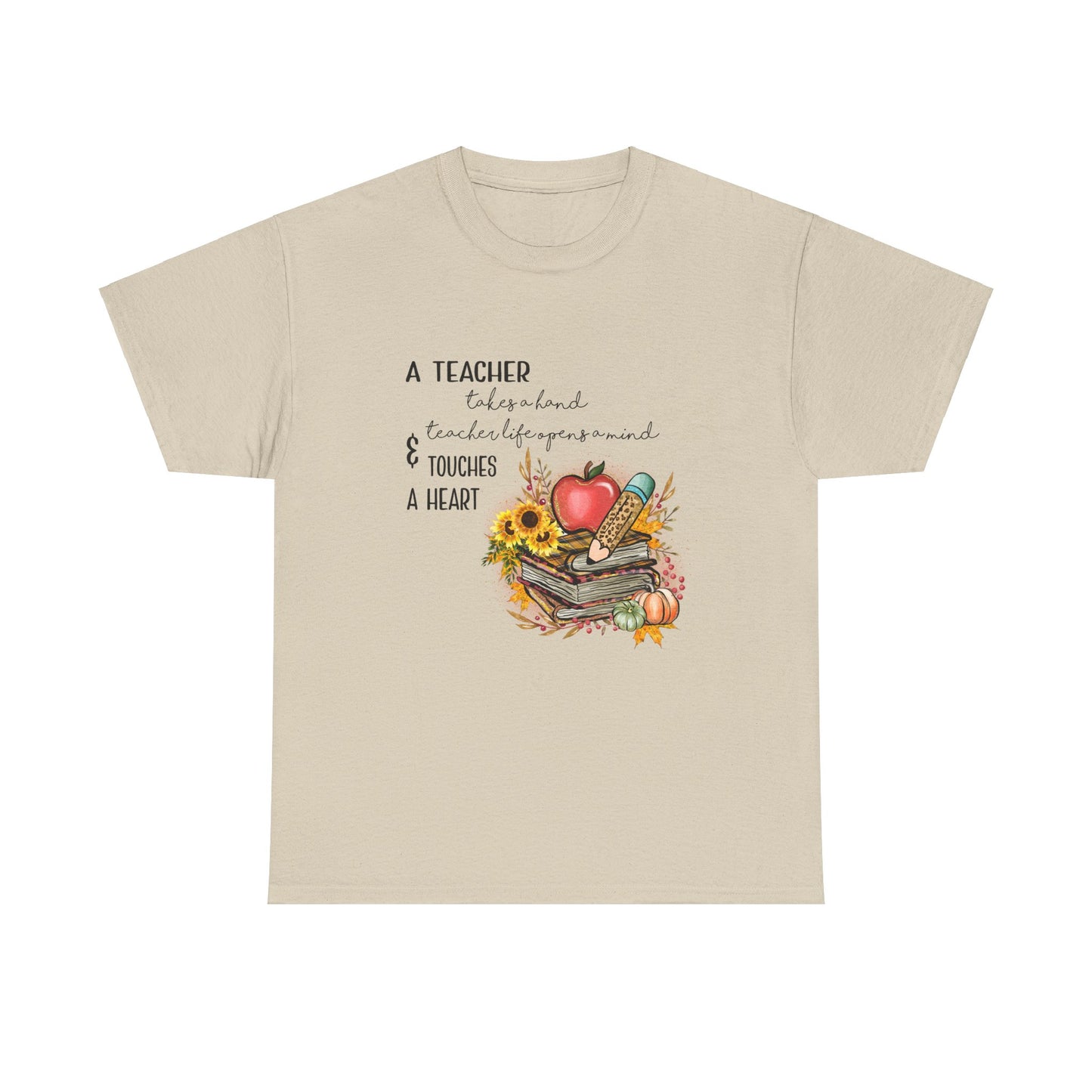 A Teacher Touches a Heart Fall Unisex Heavy Cotton Tee
