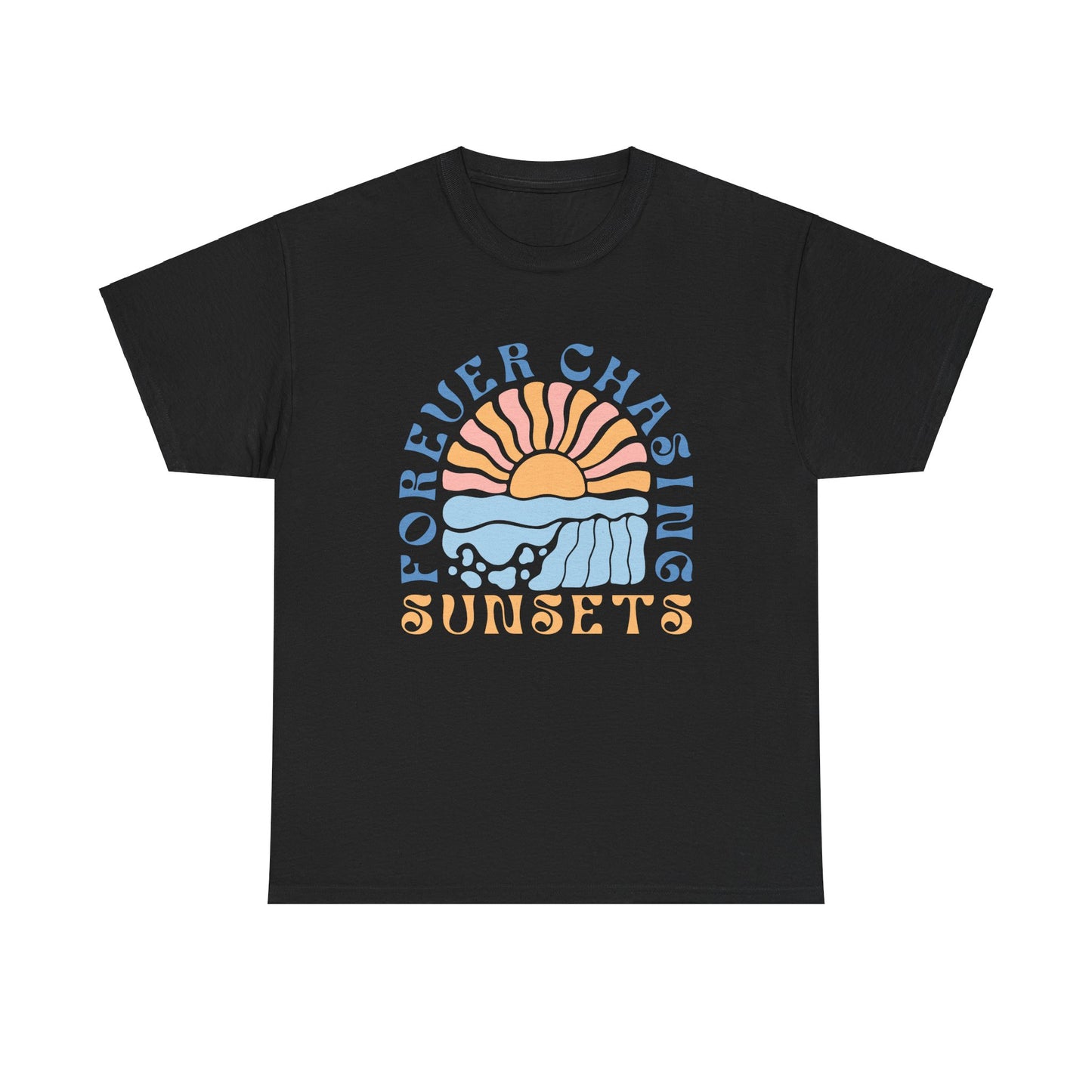 Forever Chasing Sunsets Retro Summer Unisex Heavy Cotton Tee