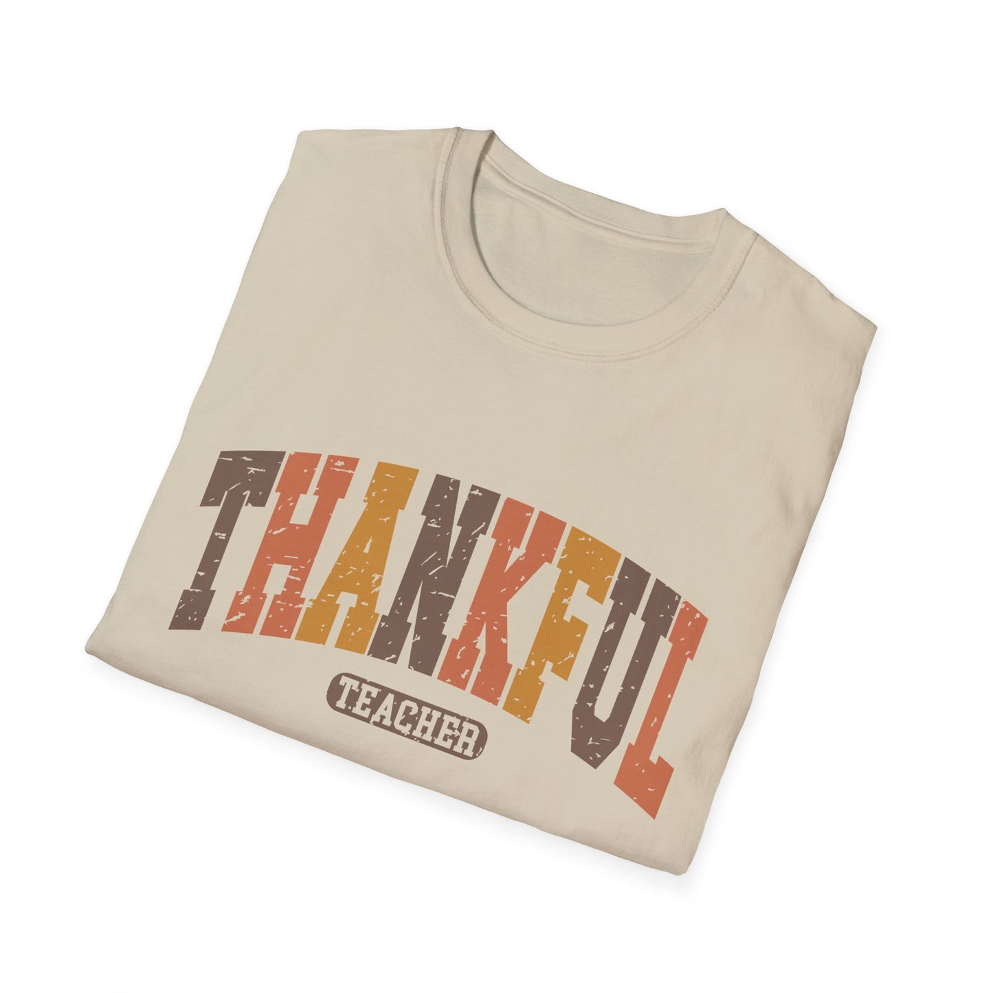 Thankful Teacher Unisex Softstyle Thanksgiving Teacher T-Shirt – Perfect for Educators and Appreciation Days