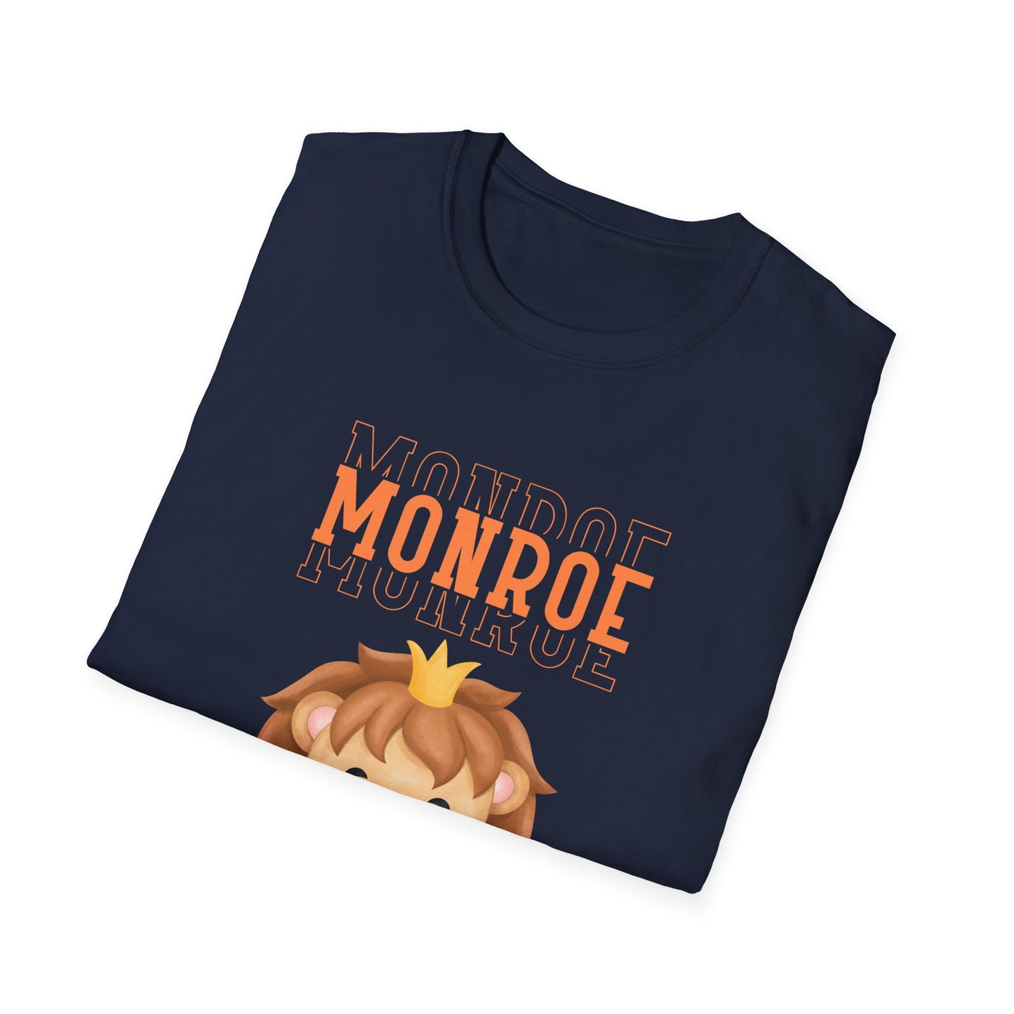 Triple Monroe Orange Lettering with Cute Lion King Unisex Adult Softstyle T-Shirt