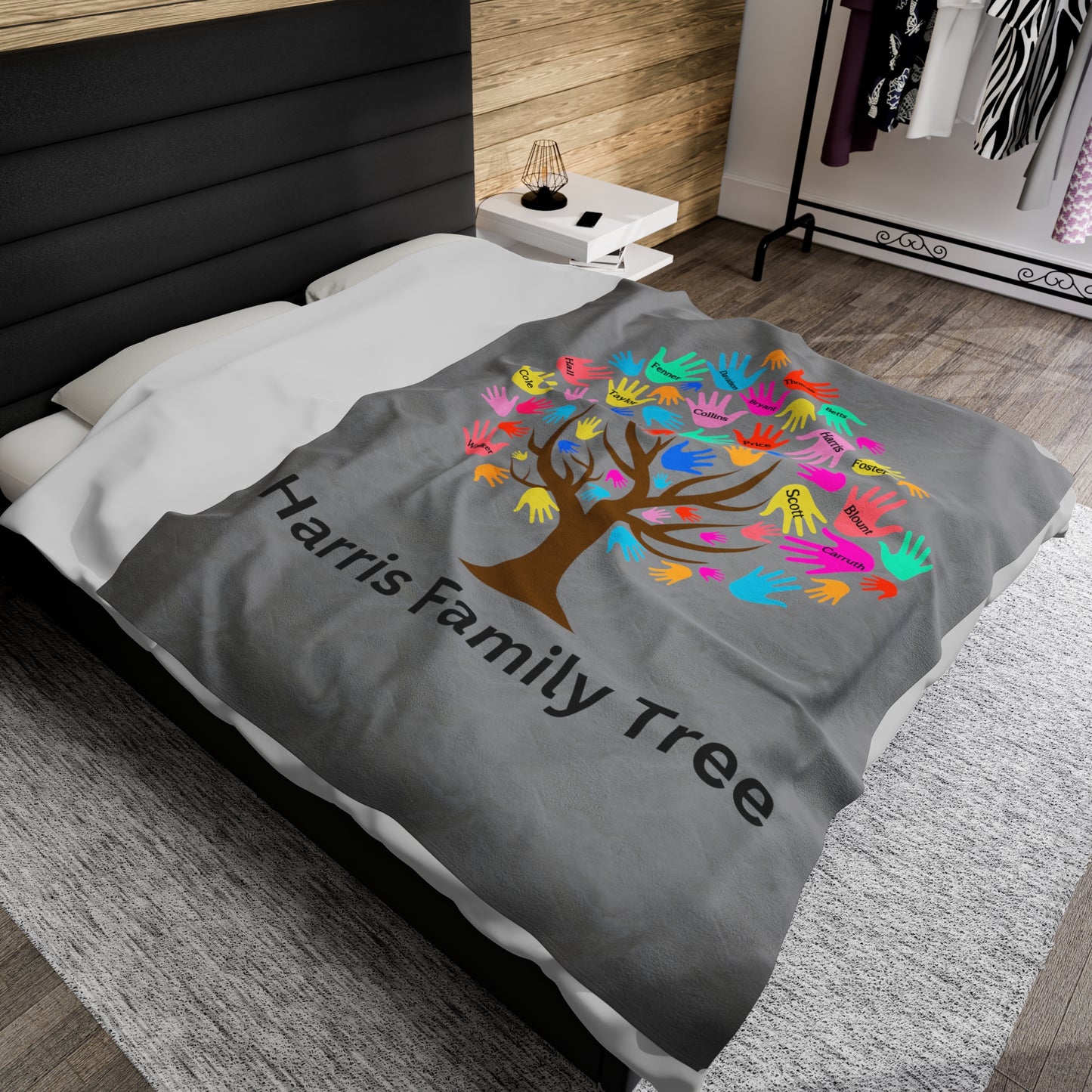 Harris Family Tree Velveteen Plush Blanket