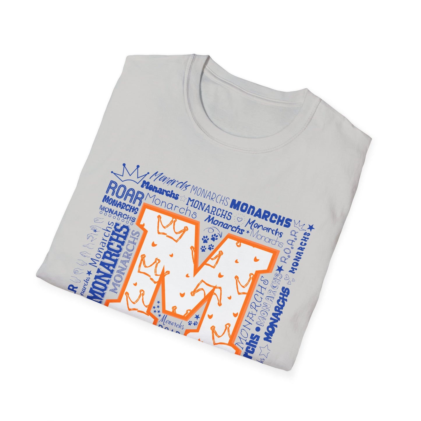 Orange Crown M Monarchs Unisex Softstyle T-Shirt - ROAR Design