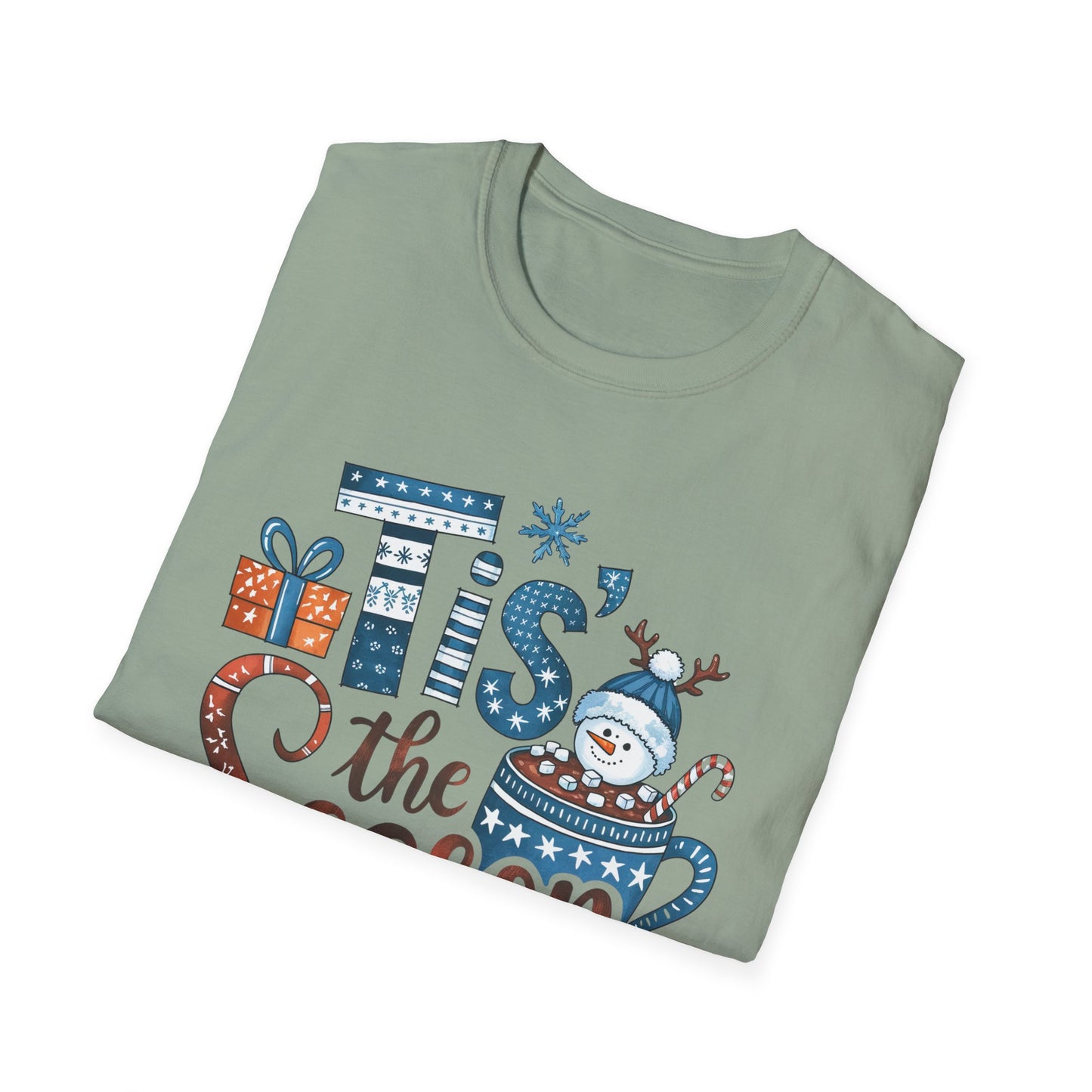 Winter Holiday Snowman Mug Design Unisex Softstyle T-Shirt - ‘Tis the Season Festive Tee