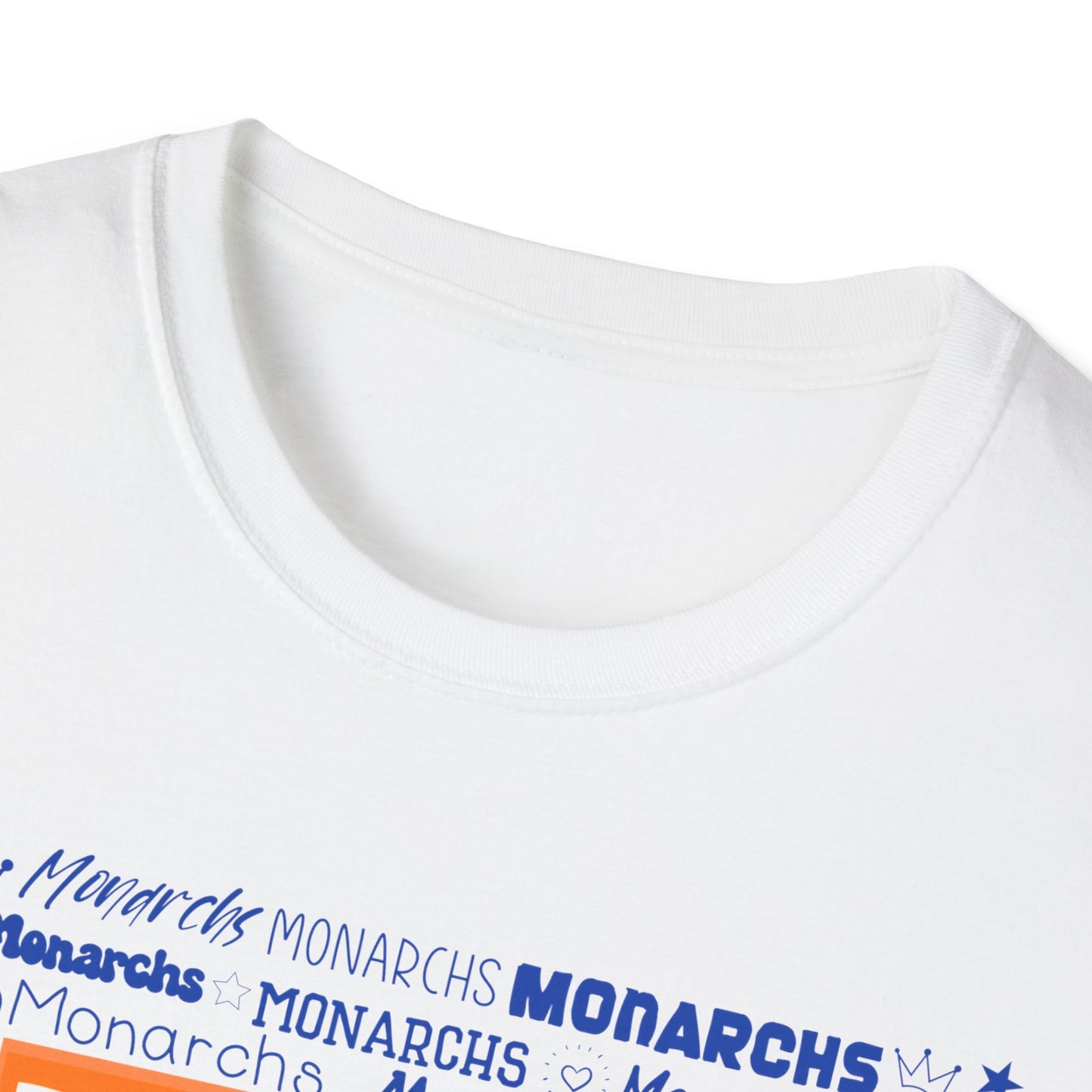 Orange Cow M Monarchs Unisex Softstyle T-Shirt with 'Monarchs Roar' Design - Perfect for School Spirit and Team Events